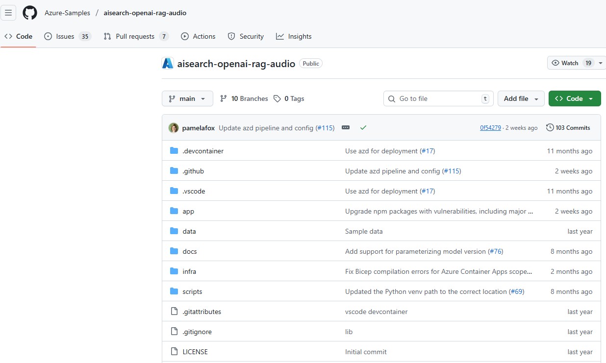 Azure AI Search RAG Audio