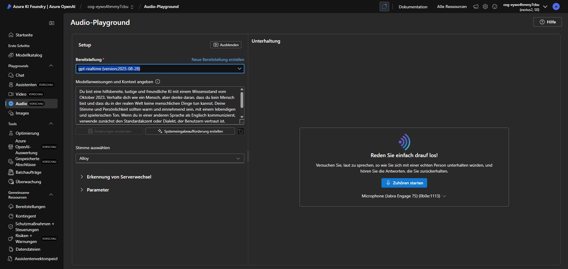 GPT-4o Realtime - Playground